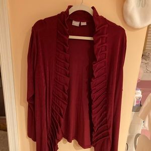 Burgundy Chico’s Travelers jacket. Size 4, size 16/18
